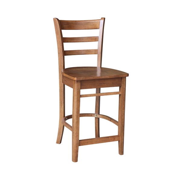 International Concepts 30 in. Solid Wood Round Top Pedestal Dining Table with 2 Counter Height Stools in Distressed Oak - K42-30RT-23B-S6172-2