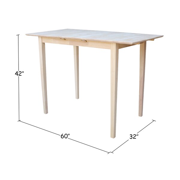 International Concepts Rectangle Table with Butterfly Extension, Unfinished, 32 in W, 48 in L, 42 in H, Wood, Unfinished - K-T32X-42S