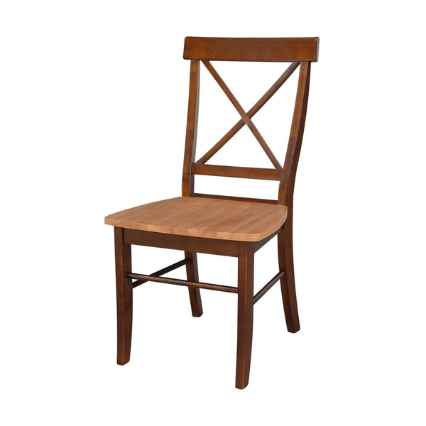 International Concepts 42 in Dual Drop Leaf Dining Table with 4 Cross Back Dining Chairs - 5 Piece Dining Set - K581-42DP-C58-613-4