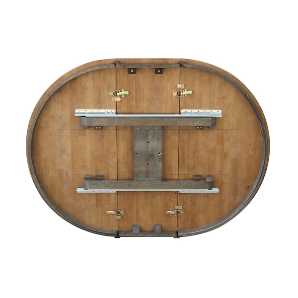 International Concepts Round 36 in Rd top ped table, 12 in leaf, 29.3 inh, dining Height, Hickory/Washed Coal, 36 in W, Wood - K45-36RXT