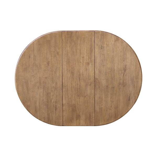 International Concepts Round 36 in Rd top ped table, 12 in leaf, 29.3 inh, dining Height, Hickory/Washed Coal, 36 in W, Wood - K45-36RXT