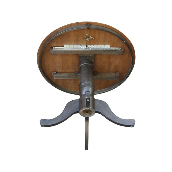 International Concepts Round 36 in Rd top ped table, 12 in leaf, 29.3 inh, dining Height, Hickory/Washed Coal, 36 in W, Wood - K45-36RXT