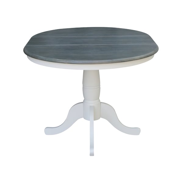 International Concepts Round 36 in Rd Top Ped Table, 12 in Leaf, Dining Ht, White/Heather Gray, 36 in W, 48 in L, 29.3 in H - K05-36RXT