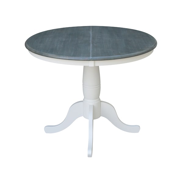 International Concepts Round 36 in Rd Top Ped Table, 12 in Leaf, Dining Ht, White/Heather Gray, 36 in W, 48 in L, 29.3 in H - K05-36RXT