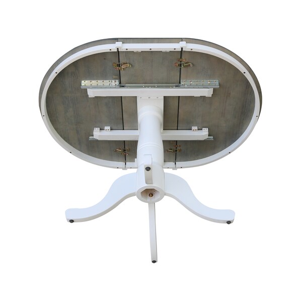 International Concepts Round 36 in Rd Top Ped Table, 12 in Leaf, Dining Ht, White/Heather Gray, 36 in W, 48 in L, 29.3 in H - K05-36RXT