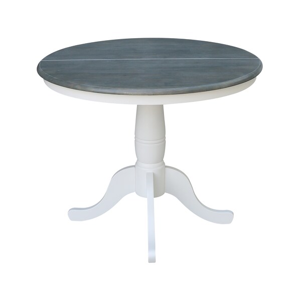 International Concepts Round 36 in Rd Top Ped Table, 12 in Leaf, Dining Ht, White/Heather Gray, 36 in W, 48 in L, 29.3 in H - K05-36RXT