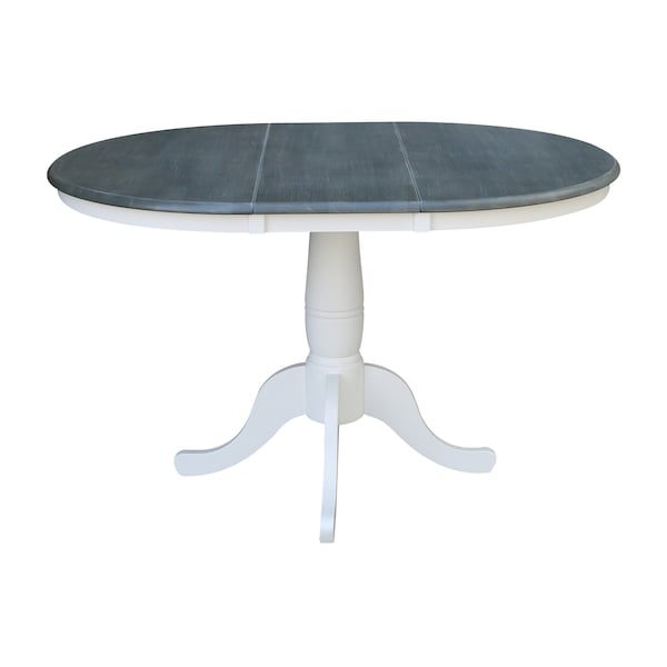 International Concepts Round 36 in Rd Top Ped Table, 12 in Leaf, Dining Ht, White/Heather Gray, 36 in W, 48 in L, 29.3 in H - K05-36RXT