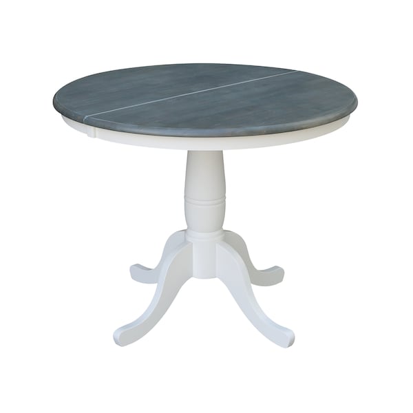 International Concepts Round 36 in Rd Top Ped Table, 12 in Leaf, Dining Ht, White/Heather Gray, 36 in W, 48 in L, 29.3 in H - K05-36RXT