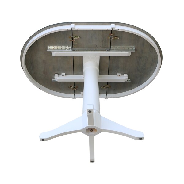 International Concepts Round 36 in Rd Top Ped Table, 12 in Leaf, Dining Ht, White/Heather Gray, 36 in W, 48 in L, 30.1 in H - K05-36RXT-27B