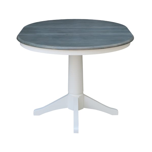 International Concepts Round 36 in Rd Top Ped Table, 12 in Leaf, Dining Ht, White/Heather Gray, 36 in W, 48 in L, 30.1 in H - K05-36RXT-27B