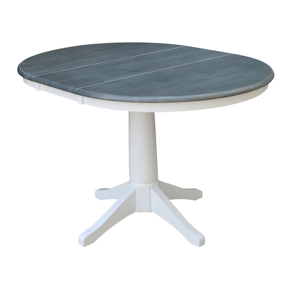 International Concepts Round 36 in Rd Top Ped Table, 12 in Leaf, Dining Ht, White/Heather Gray, 36 in W, 48 in L, 30.1 in H - K05-36RXT-27B