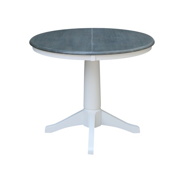 International Concepts Round 36 in Rd Top Ped Table, 12 in Leaf, Dining Ht, White/Heather Gray, 36 in W, 48 in L, 30.1 in H - K05-36RXT-27B