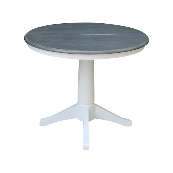 International Concepts Round 36 in Rd Top Ped Table, 12 in Leaf, Dining Ht, White/Heather Gray, 36 in W, 48 in L, 30.1 in H - K05-36RXT-27B