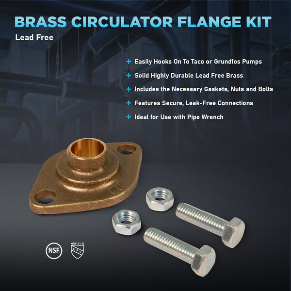 Everflow SWT Circulator Flange Kit with Gaskets, Nuts and Bolts for Grundfos Pumps 1-1/4" - CFSWT114-NL