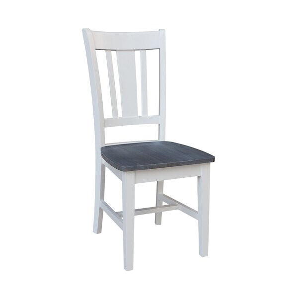 International Concepts 42 in. Solid Wood Round Dual Drop Leaf Dining Table with 4 Chairs in White/Heather Gray - K05-42DL-C10-4