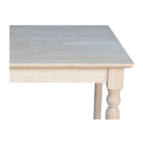 International Concepts Square Solid Wood Top Table, Turned Legs, Unfinished, 30 in W, 30 in L, 42 in H, Wood, Unfinished - K-3030-342T
