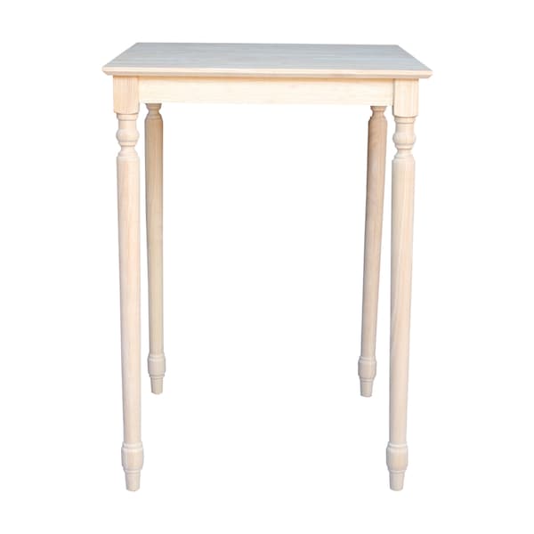 International Concepts Square Solid Wood Top Table, Turned Legs, Unfinished, 30 in W, 30 in L, 42 in H, Wood, Unfinished - K-3030-342T
