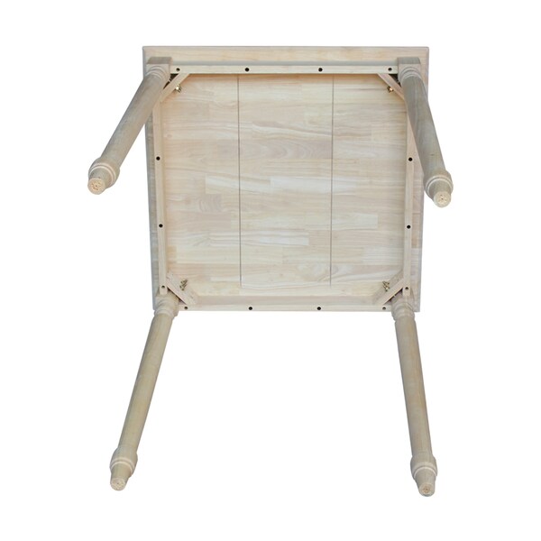 International Concepts Square Solid Wood Top Table, Turned Legs, Unfinished, 30 in W, 30 in L, 42 in H, Wood, Unfinished - K-3030-342T