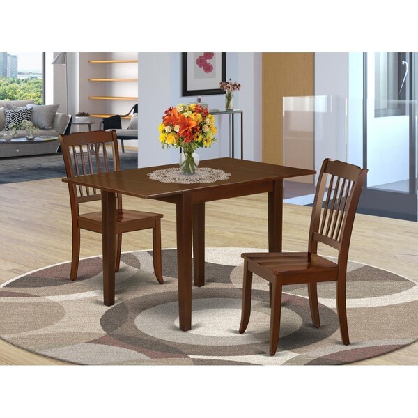 East West Furniture 3 Piece Norden Dining Room Table Set - Mahogany - NDDA3-MAH-W