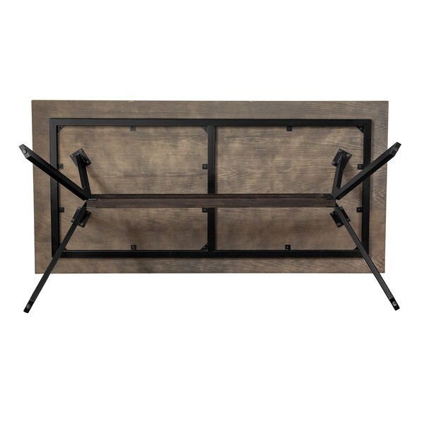 Armen Living Nevada Rustic Oak Wood Trestle Base Dining Table In Dark Brown - LCNVDISMK