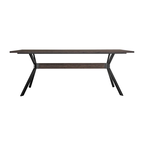 Armen Living Nevada Rustic Oak Wood Trestle Base Dining Table In Dark Brown - LCNVDISMK