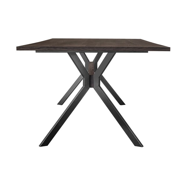 Armen Living Nevada Rustic Oak Wood Trestle Base Dining Table In Dark Brown - LCNVDISMK