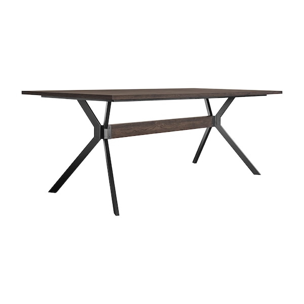 Armen Living Nevada Rustic Oak Wood Trestle Base Dining Table In Dark Brown - LCNVDISMK