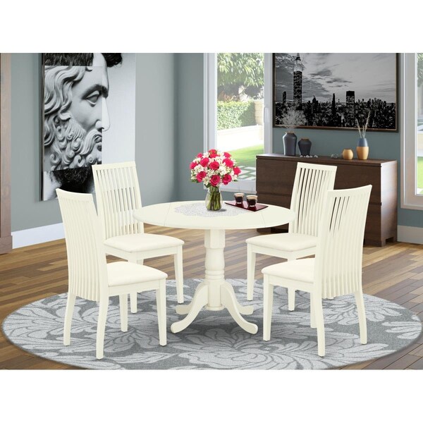 East West Furniture 5 Piece Dublin Dining Set - Linen White - DLIP5-WHI-C
