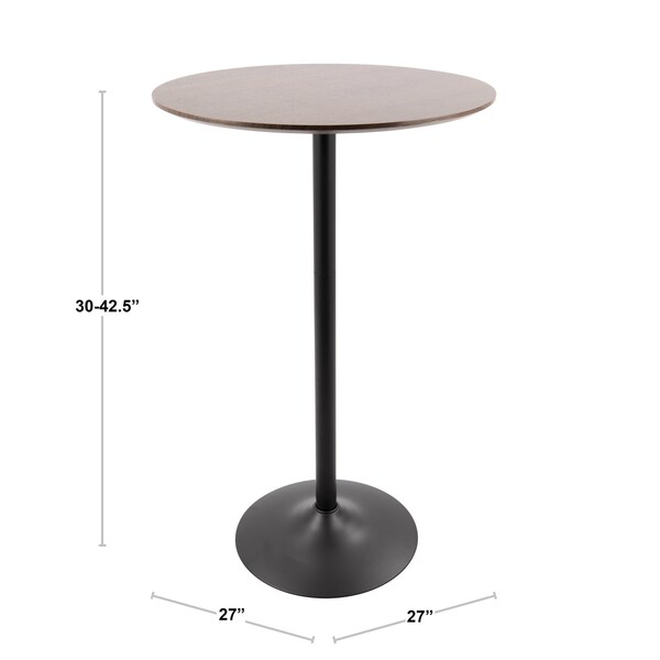 Lumisource Pebble Table Adjusts From Dining To Bar in Walnut and Black - TB-PEB BK+WL