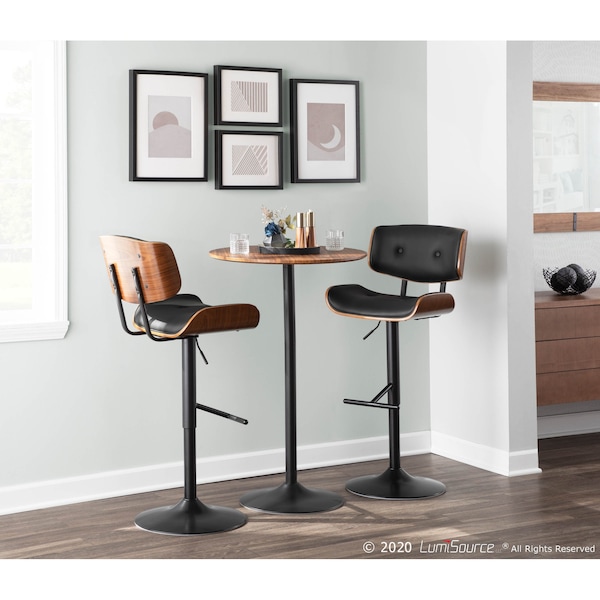 Lumisource Pebble Table Adjusts From Dining To Bar in Walnut and Black - TB-PEB BK+WL