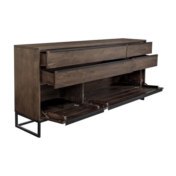 Armen Living Nevada Rustic 2 piece set with Dining Table and Sideboard in Dark Brown - SETNVDISMK2A