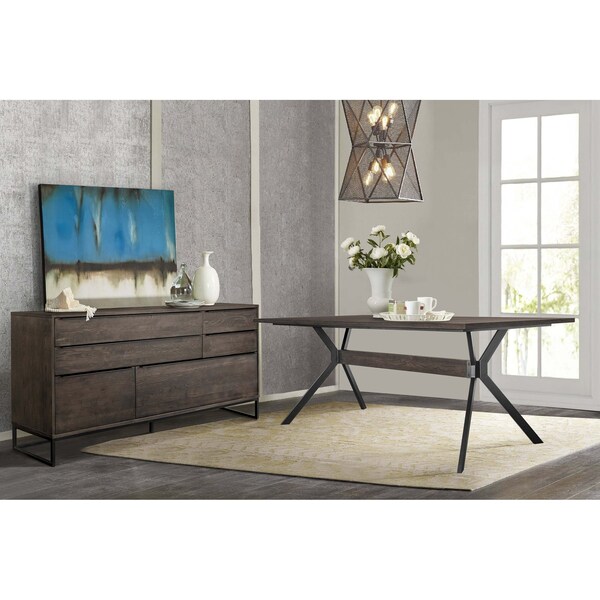 Armen Living Nevada Rustic 2 piece set with Dining Table and Sideboard in Dark Brown - SETNVDISMK2A