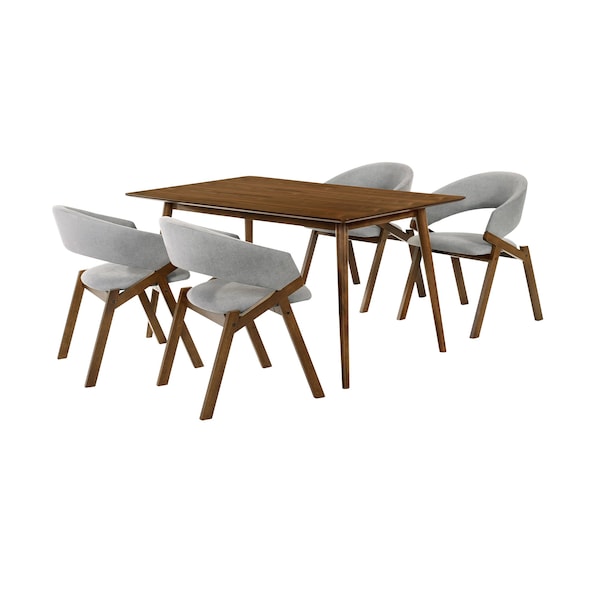 Armen Living Westmont and Talulah Gray and Walnut 5 Piece Dining Set - SETWEDI5TAGRWA
