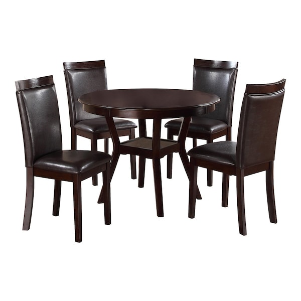 Homelegance Round Dining Set, 44.5 in W, 44.75 in L, 13.75 in H, Wood - 5104