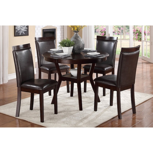 Homelegance Round Dining Set, 44.5 in W, 44.75 in L, 13.75 in H, Wood - 5104