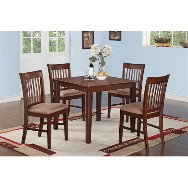 East West Furniture East West Furniture OXNO5-MAH-C 5 Piece Kitchen Table Set- Square Table and 4 Dining Chairs - OXNO5-MAH-C