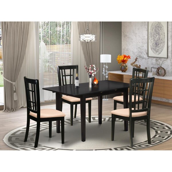 East West Furniture 5 Piece Norfolk Dining Set - Black - NONI5-BLK-C
