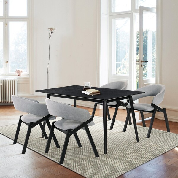 Armen Living Westmont and Talulah Gray and Black 5 Piece Dining Set - SETWEDI5TAGRBL