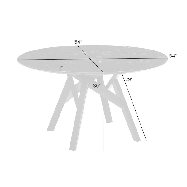 Armen Living Venus 54" Round Mid-Century Modern Black Marble Dining Table with Black Wood Legs - LCVEDIBLK