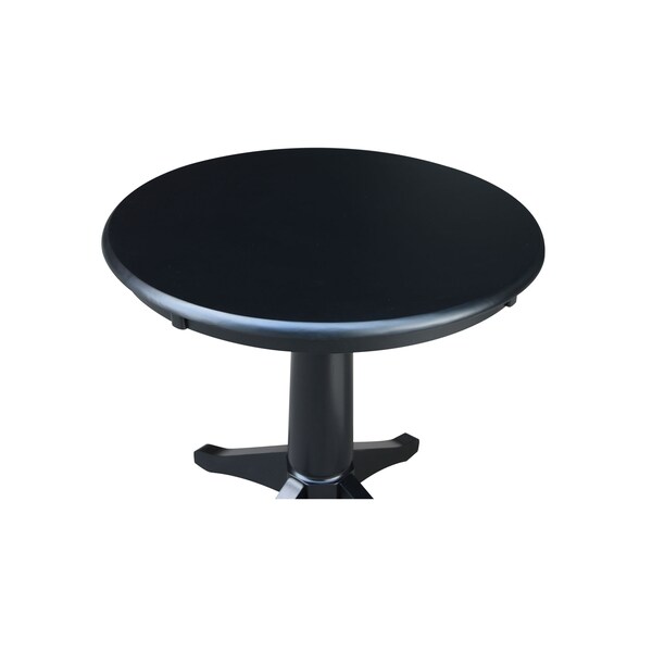 International Concepts Round 30 in Round Top Pedestal Table, 28.9 inH, Black, 30 in W, 30 in L, 29.9 in H, Wood, Black - K46-30RT-27B