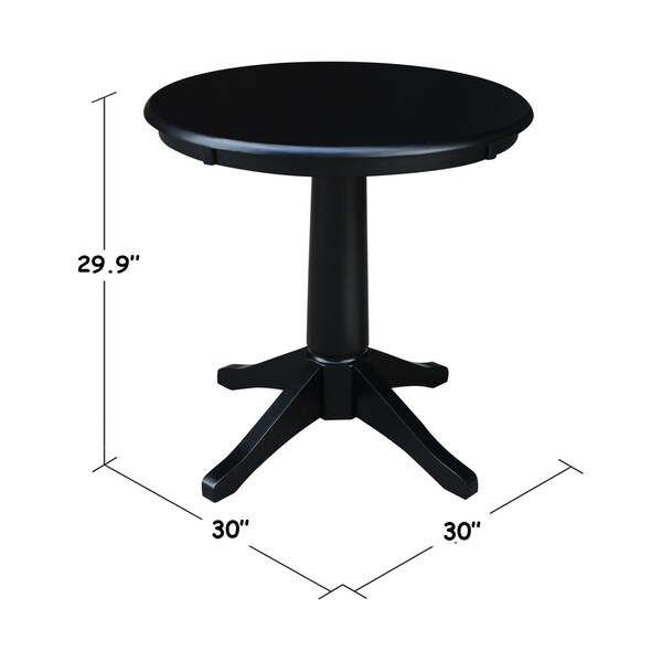 International Concepts Round 30 in Round Top Pedestal Table, 28.9 inH, Black, 30 in W, 30 in L, 29.9 in H, Wood, Black - K46-30RT-27B