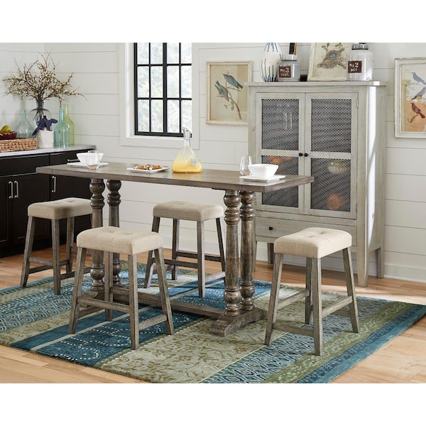 Progressive Furniture Dining Room Counter Table, Smokey Oak - D847-12