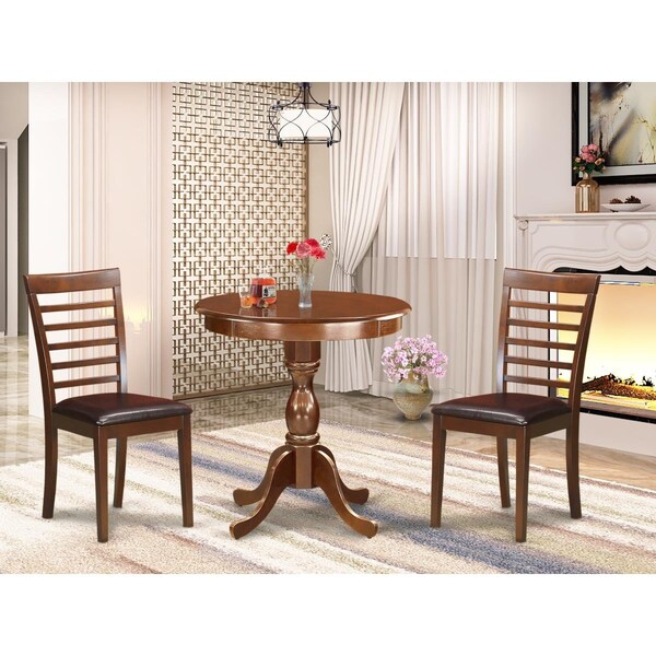 East West Furniture 3 Piece Eden Kitchen Dining Set - Mahogany - ESML3-MAH-LC