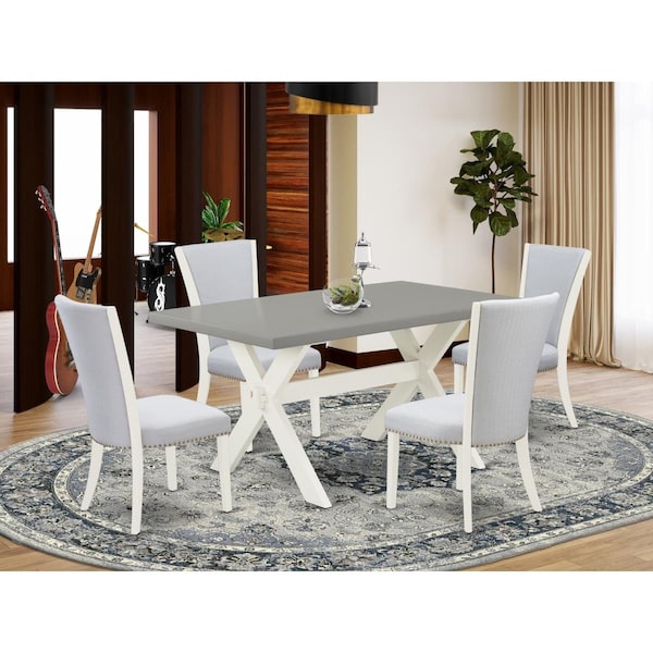 East West Furniture 5 Piece X-Style Dinette Set - Linen White - X096VE005-5