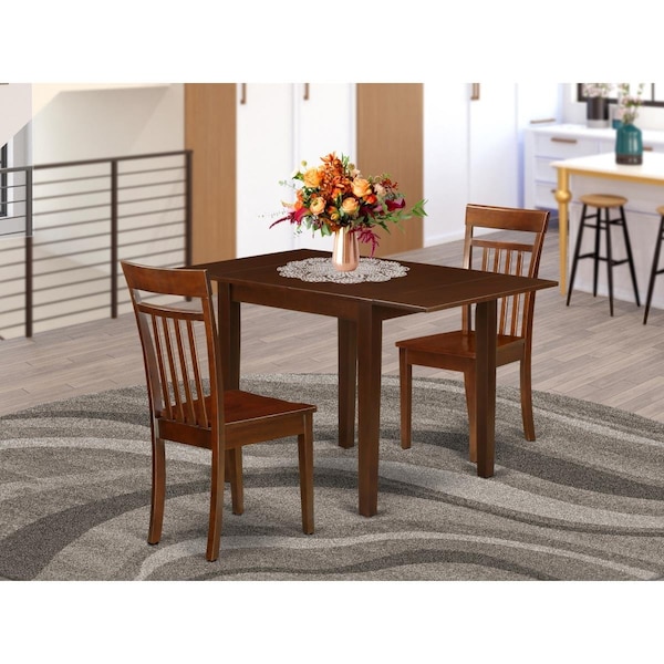 East West Furniture 3 Piece Norden Modern Dining Table Set - Mahogany - NDCA3-MAH-W