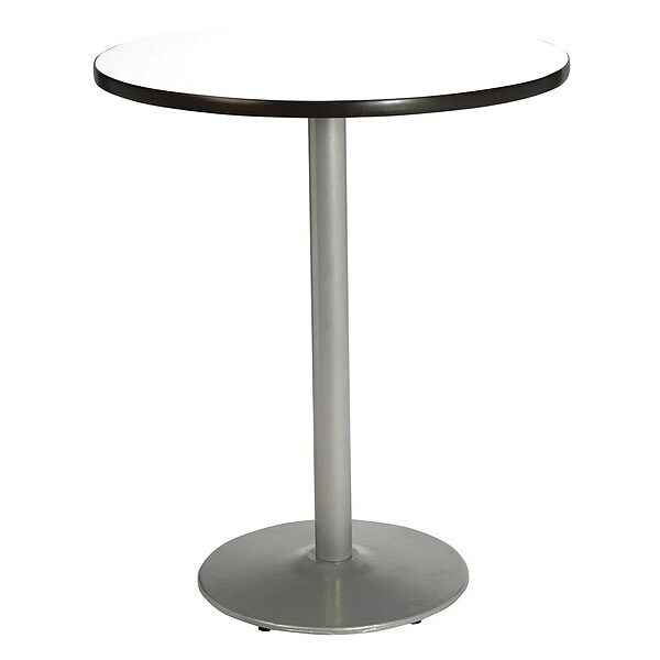 Kfi Round KFI Crisp Linen 42in Breakroom Table with Round Silver Base, Crisp Linen, 42 W, 42 L, 42 H - T42RD-B1922SL-38-CL