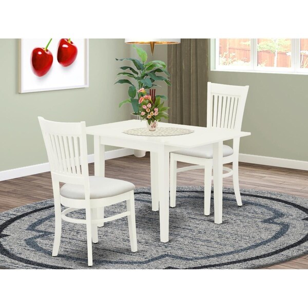 East West Furniture 3 Piece Norden Kitchen Dinette Set - Linen White - NDVA3-LWH-C
