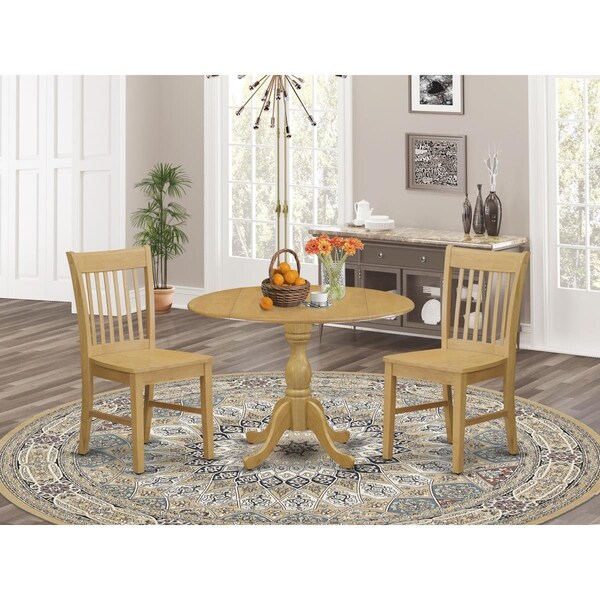 East West Furniture 3 Piece Dublin Kitchen Dining Table Set - Oak - DMNF3-OAK-W