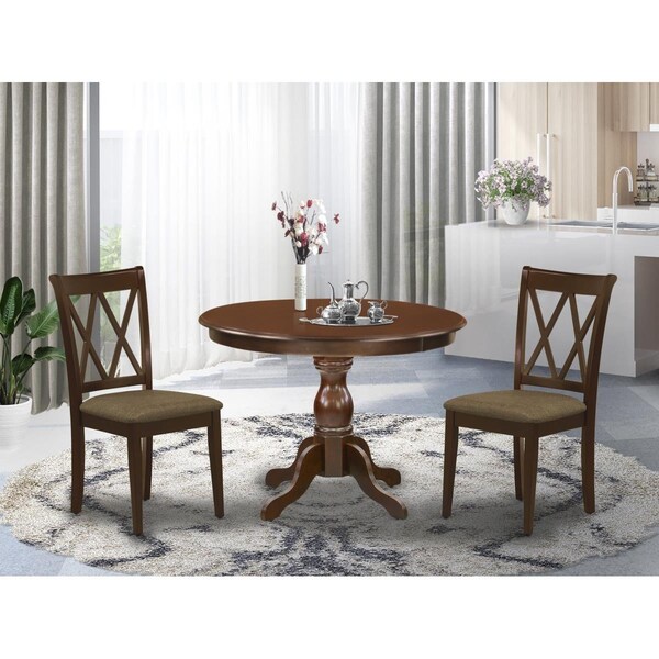 East West Furniture 3 Piece Hartland Modern Dining Table Set - Mahogany - HBDA3-MAH-C
