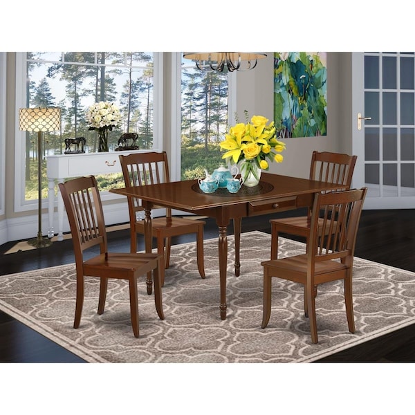East West Furniture 5 Piece Monza Kitchen Table Set - Mahogany - MZDA5-MAH-W